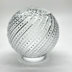Vintage 1940's Glass Shade Ceiling Globe Round Ball Spiral Swirl Hobnail‎